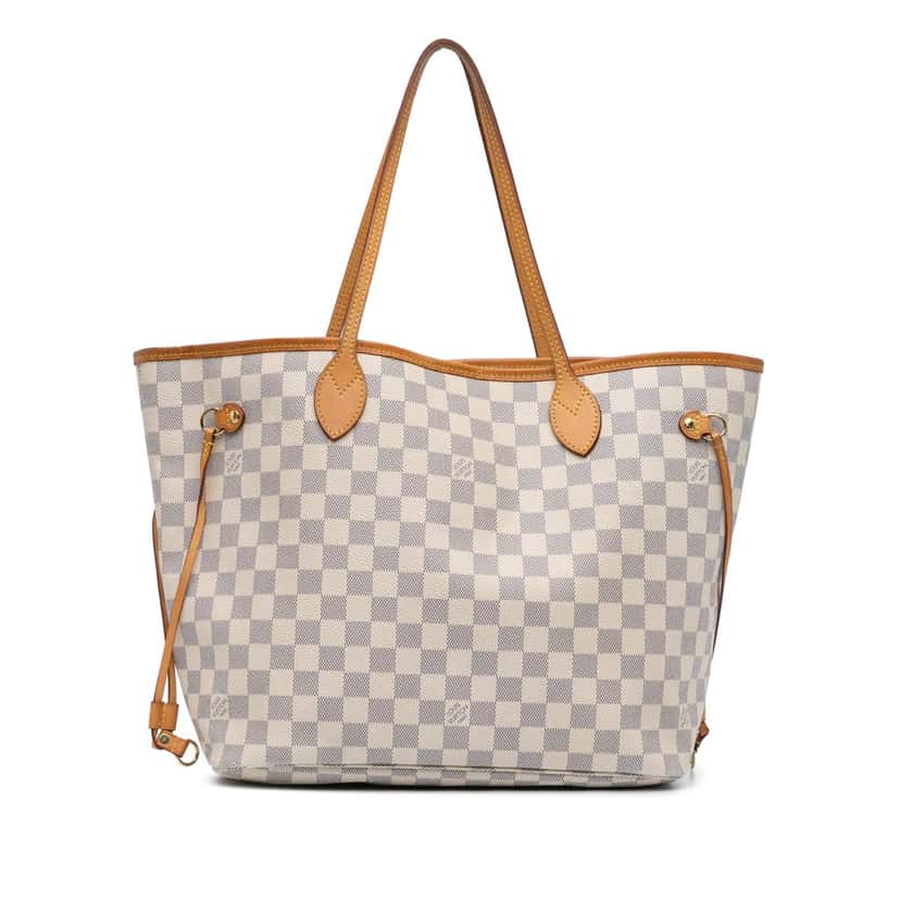 Louis Vuitton Damier Azur Neverfull MM White Canvas Good condition - Front View