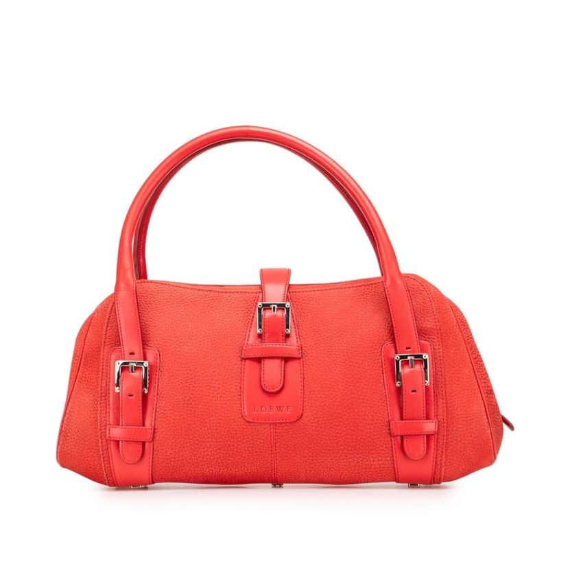 Loewe Nubuck Senda Handbag Red Leather Very good condition - Front View