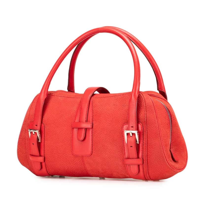 Loewe Nubuck Senda Handbag Red Leather Very good condition - Back View