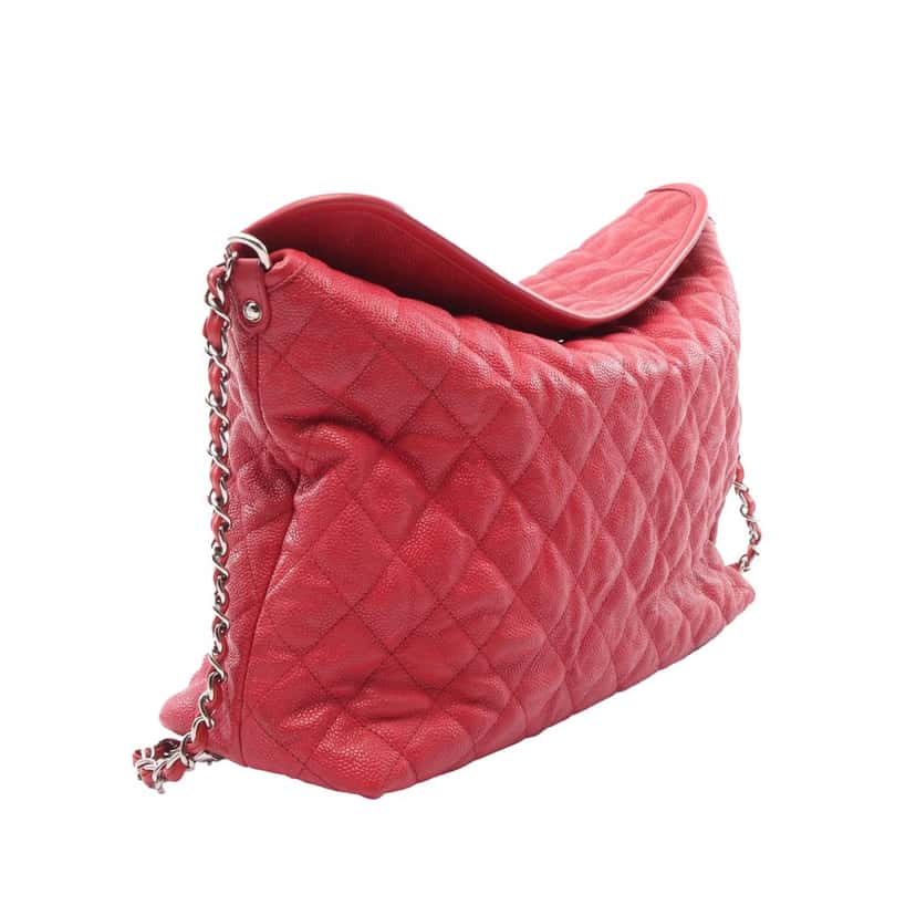 Chanel Quilted Caviar French Riviera Hobo Red Leather Good condition - Back View