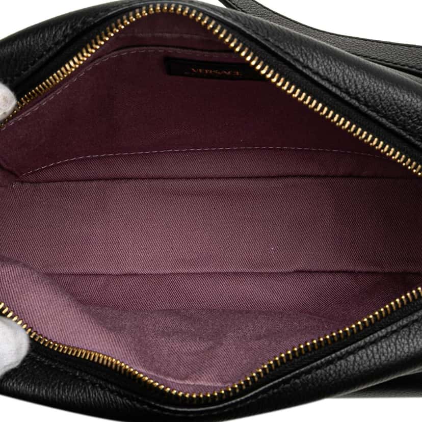 Versace Grained Calfskin La Medusa Crossbody Black Leather Good condition - Model View