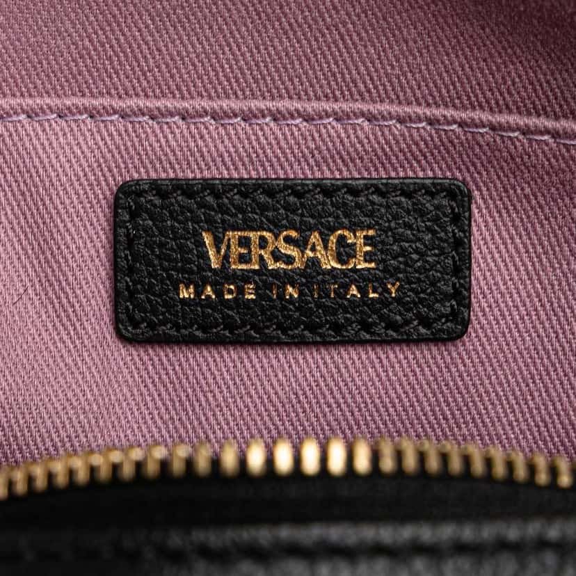 Versace Grained Calfskin La Medusa Crossbody Black Leather Good condition - Box View