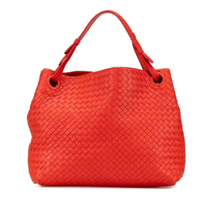 Bottega Veneta Medium Nappa Intrecciato Garda Tote Red Leather Good condition - Front View