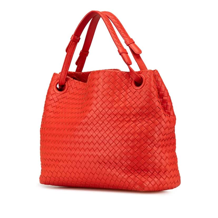 Bottega Veneta Medium Nappa Intrecciato Garda Tote Red Leather Good condition - Back View