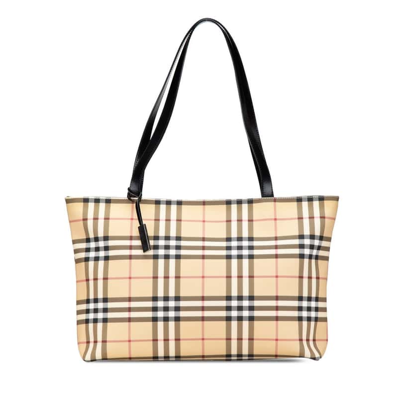 Burberry House Check Coated Canvas Tote Brown Canvas Good condition - Front View