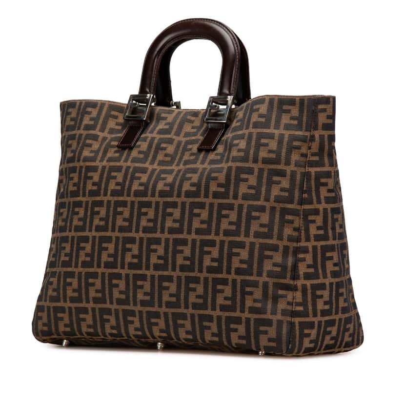 Fendi Large Zucca Canvas Twins Tote Brown Canvas Good condition - Back View