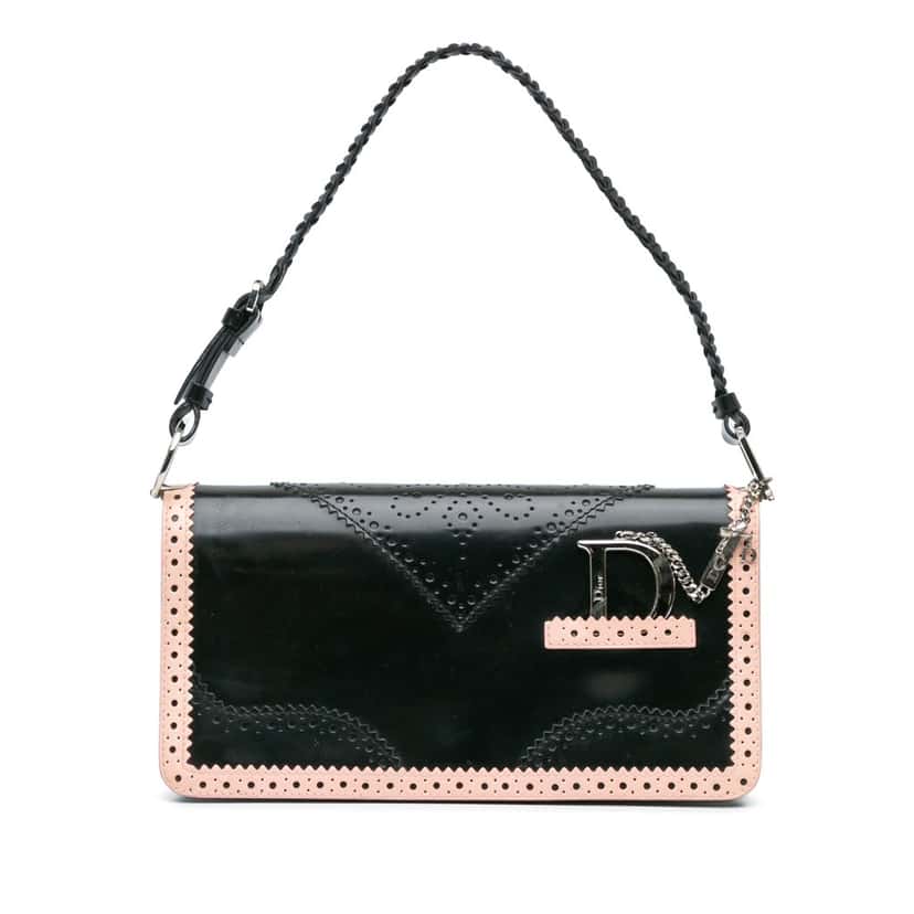 Dior Leather D'Trick Brogue Spectator Bag Black Leather Good condition - Front View