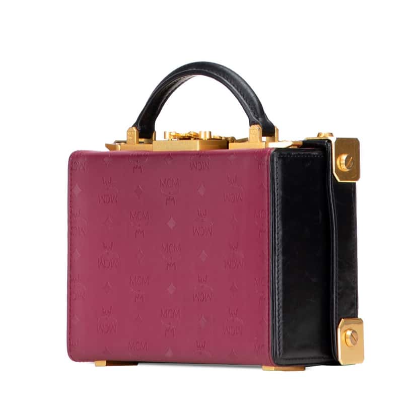 Mcm Odeon Calfskin Berlin Satchel Purple Leather Good condition - Back View
