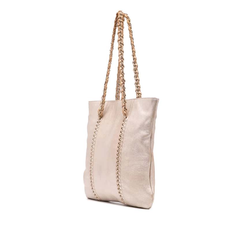 Chanel Metallic Goatskin Luxe Ligne Tote Gold Leather Good condition - Back View