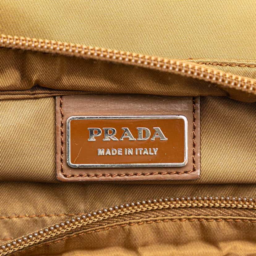 Prada Tessuto Zip Top Crossbody Brown Good condition - Box View