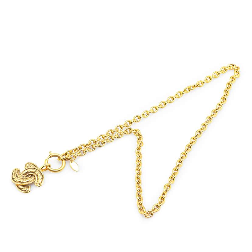 Chanel Gold Plated CC Quilted Pendant Necklace Gold Metal Good condition - Front View