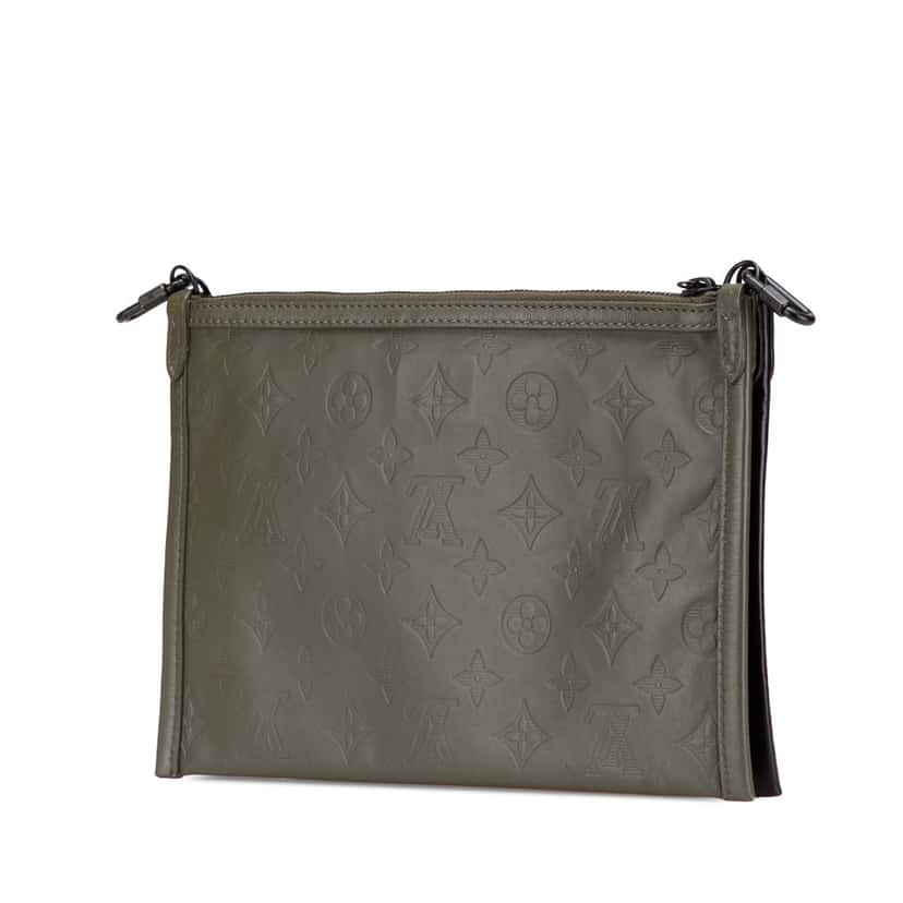 Louis Vuitton Monogram Shadow Double Flat Messenger Black Leather Good condition - Back View