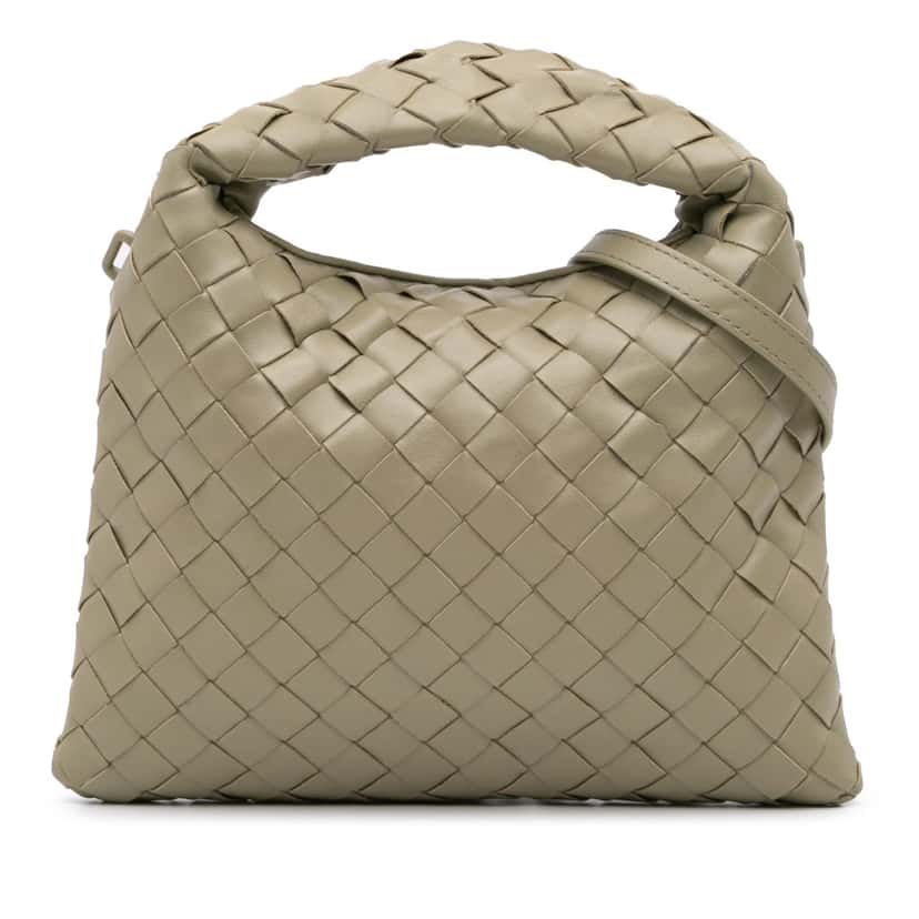 Bottega Veneta Mini Calfskin Intrecciato Hop Satchel Brown Leather Good condition - Front View