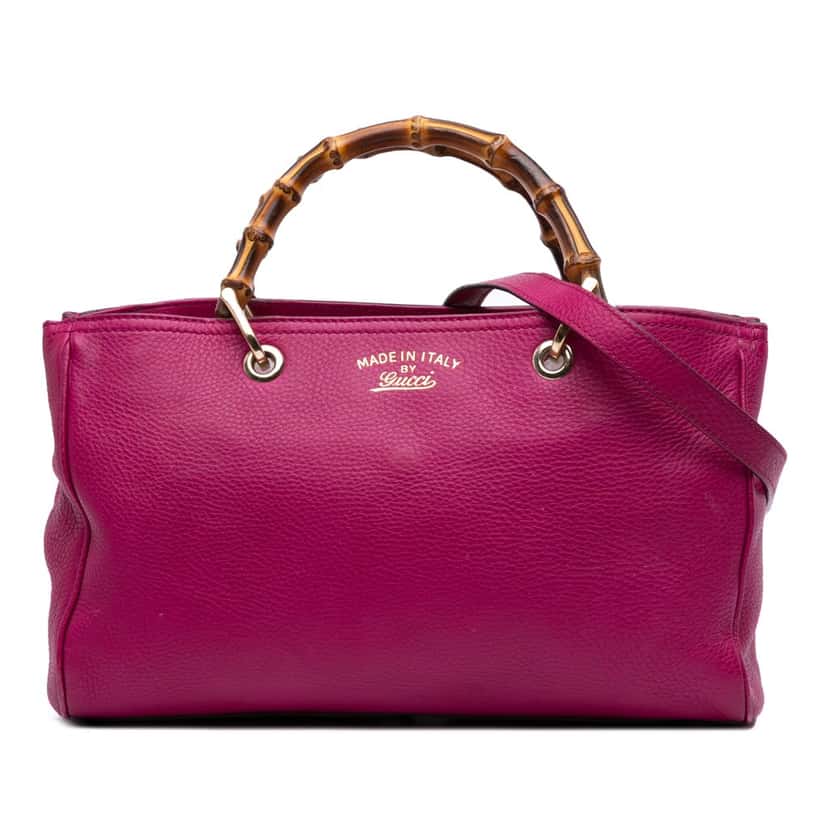 Gucci Medium Calfskin Bamboo Shopper Satchel Pink Leather Good condition - Front View