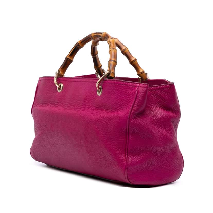 Gucci Medium Calfskin Bamboo Shopper Satchel Pink Leather Good condition - Back View