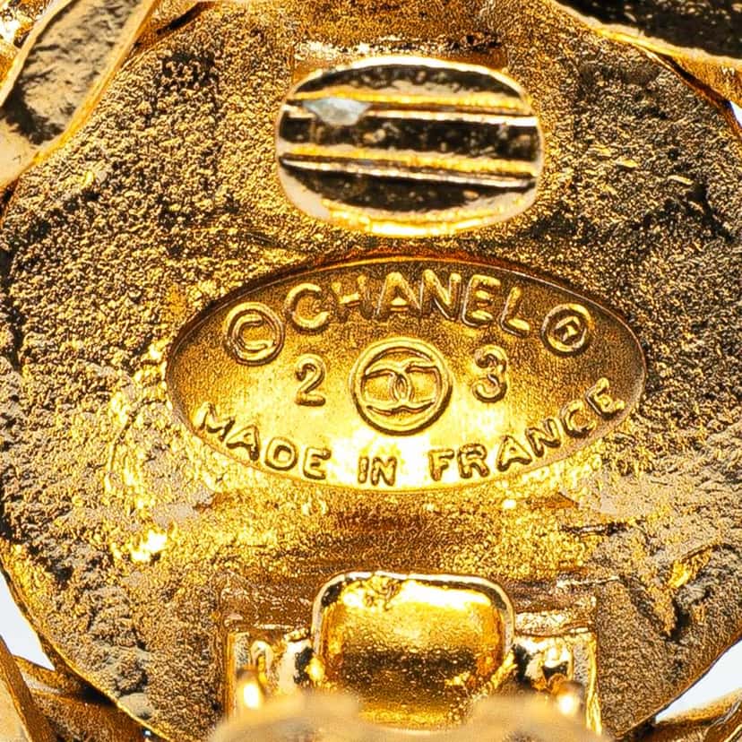 Chanel Gold Plated CC Crystal Clip On Earrings Gold Metal Good condition - Inside View