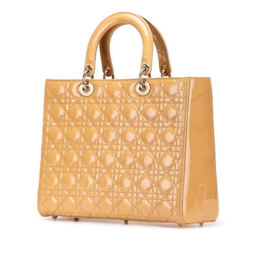 Dior Large Patent Cannage Lady Dior Brown Leather Good condition - Back View