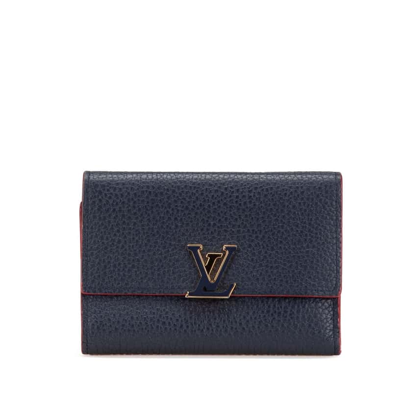 Louis Vuitton Taurillon Capucines Compact Wallet Blue Leather Good condition - Front View