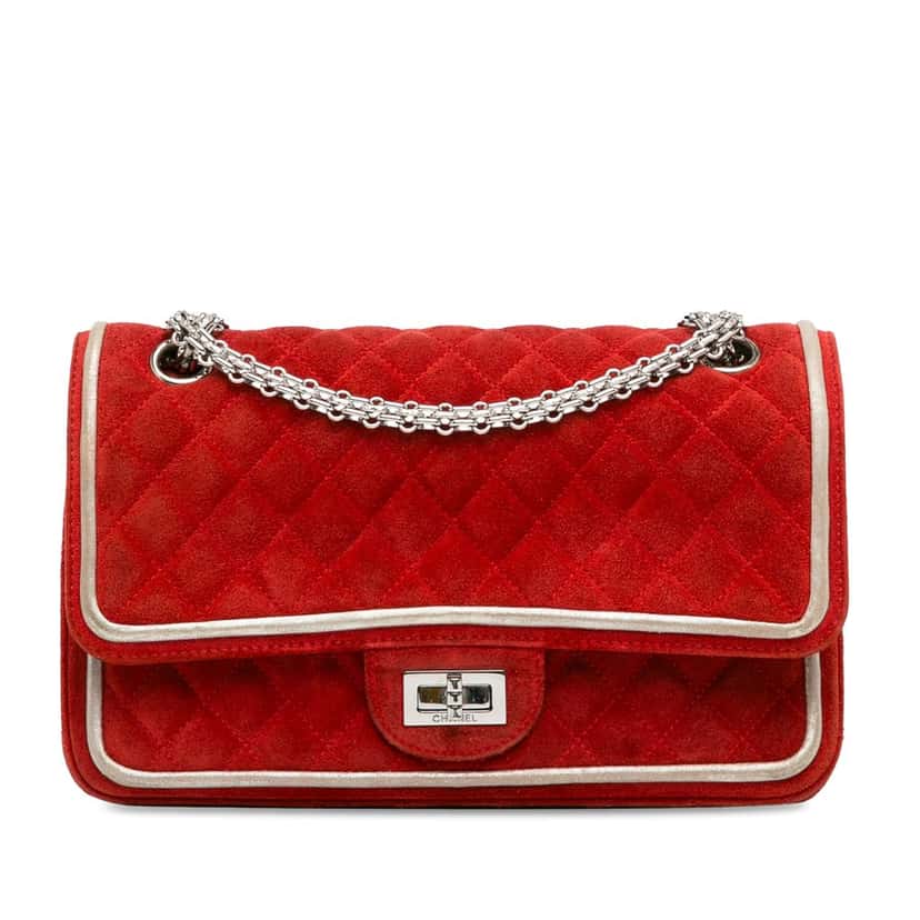 Chanel Medium Suede Re-issue 2.55 Double Flap Red Leather Fair condition - Front View