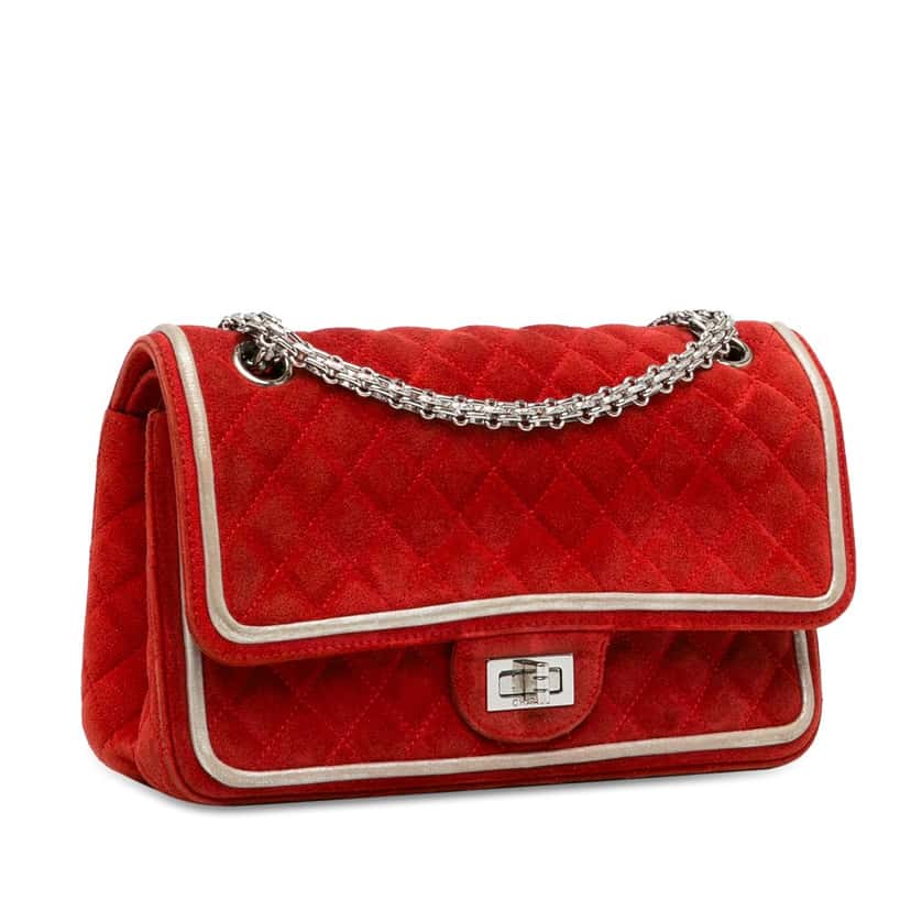 Chanel Medium Suede Re-issue 2.55 Double Flap Red Leather Fair condition - Back View