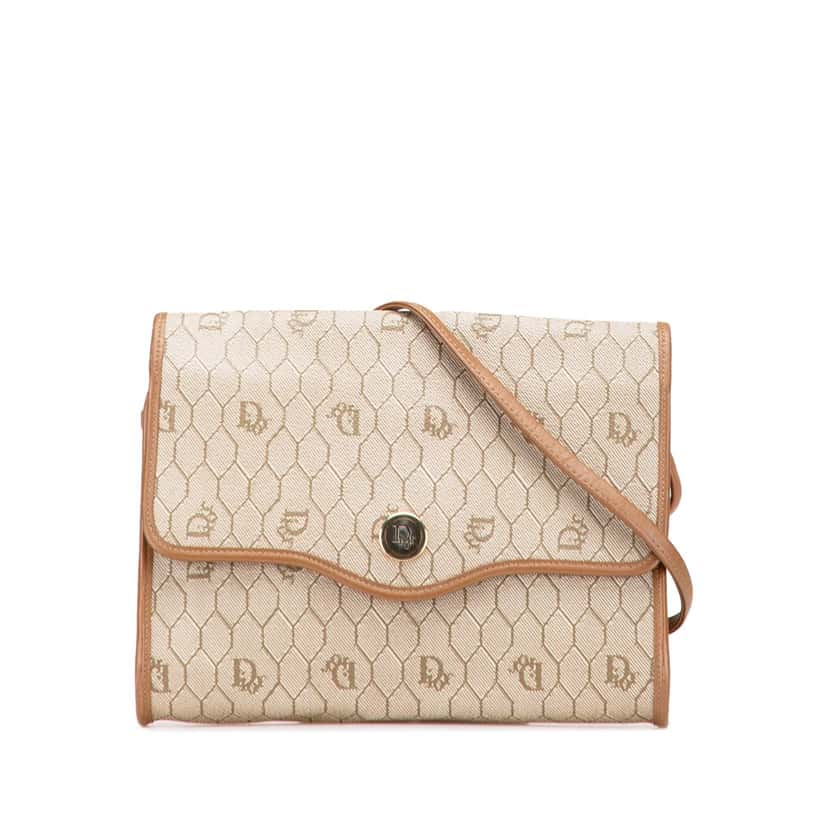 Dior Honeycomb Coated Canvas Crossbody Brown Canvas Good condition - Front View