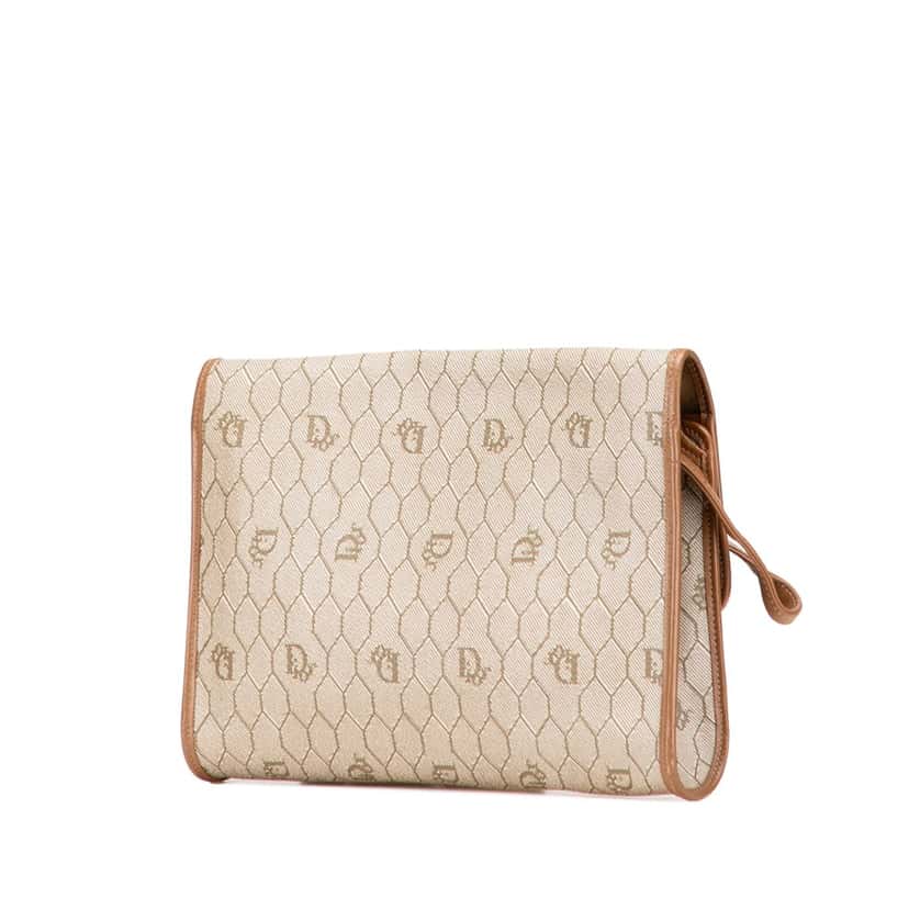 Dior Honeycomb Coated Canvas Crossbody Brown Canvas Good condition - Back View