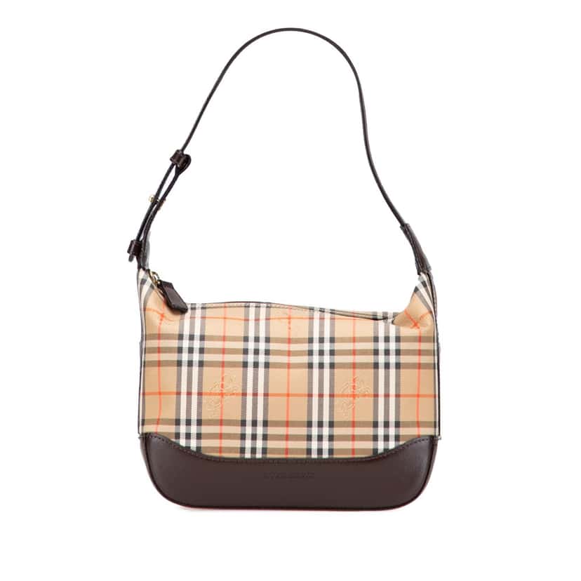 Burberry Haymarket Check Canvas Shoulder Bag Brown Canvas Good condition - Front View