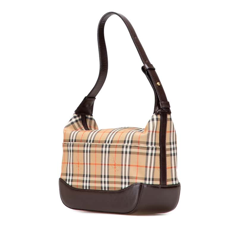 Burberry Haymarket Check Canvas Shoulder Bag Brown Canvas Good condition - Back View