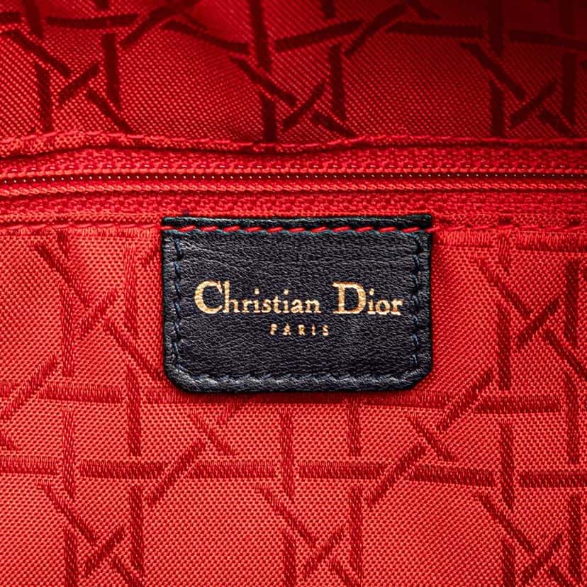 Dior Large Suede Cannage Lady Dior Blue Leather Good condition - Box View