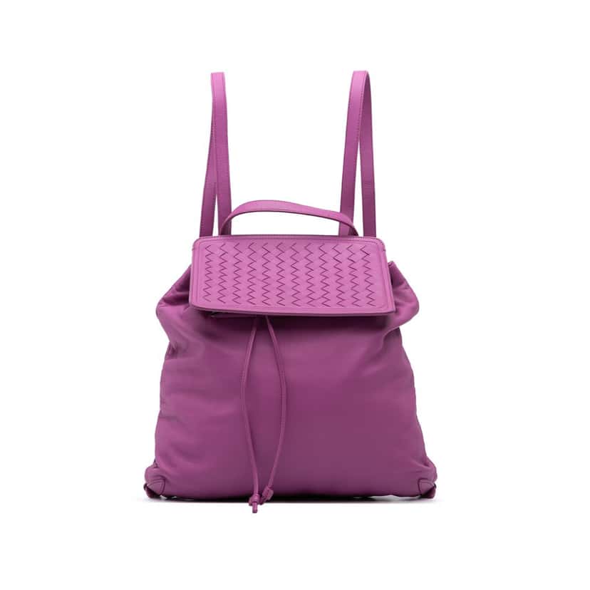 Bottega Veneta Nappa Intrecciato Backpack Purple Leather Good condition - Front View