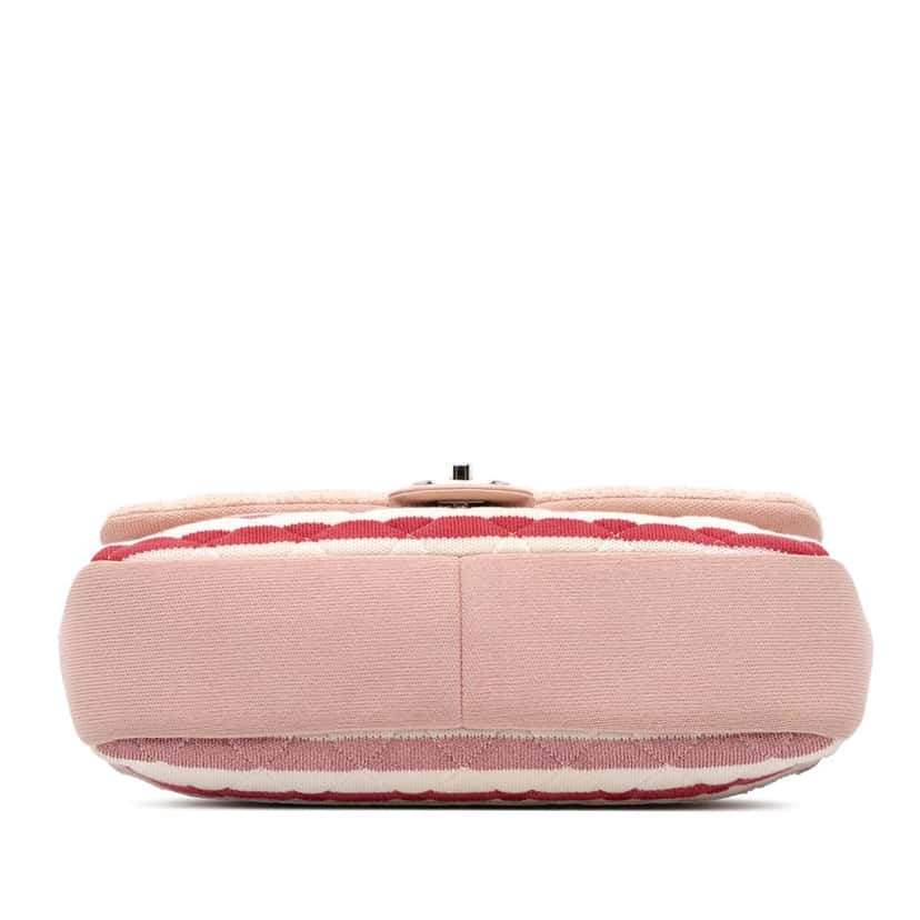 Chanel Jumbo Stripe Jersey Felt and Rope Flap Pink Cotton Good condition - Inside View