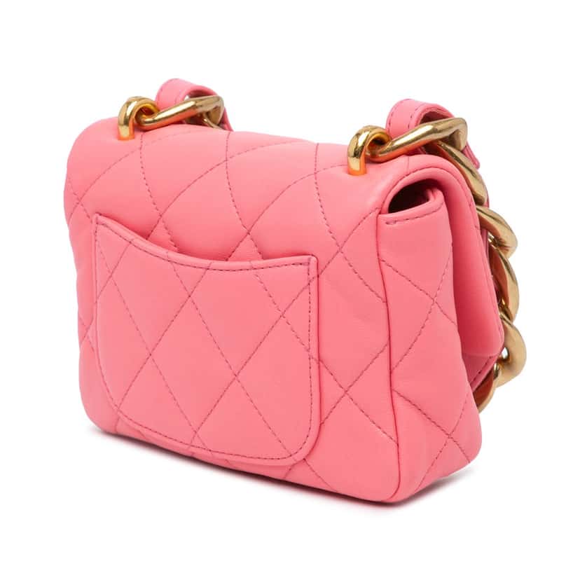 Chanel Mini Quilted Lambskin Funky Town Flap Pink Leather Very good condition - Back View