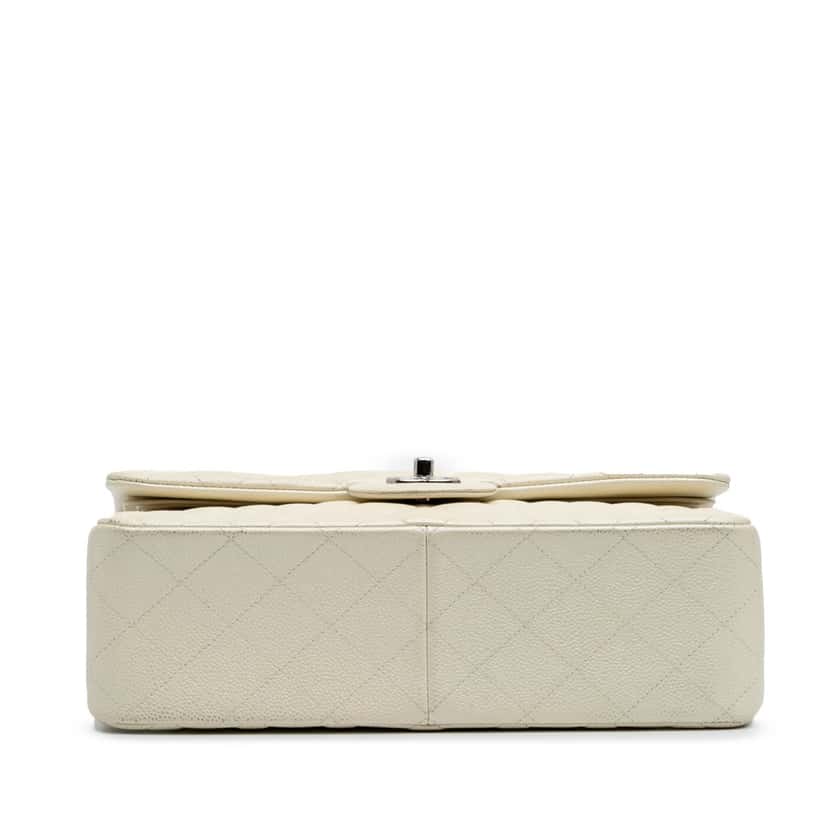 Chanel Jumbo Classic Caviar Double Flap White Leather Good condition - Inside View