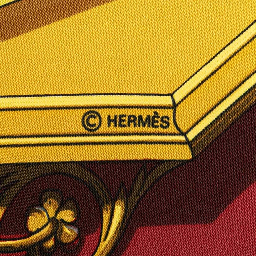 Hermès Astrologie Dies et Hore Silk Scarf 90 Red Silk Good condition - Model View
