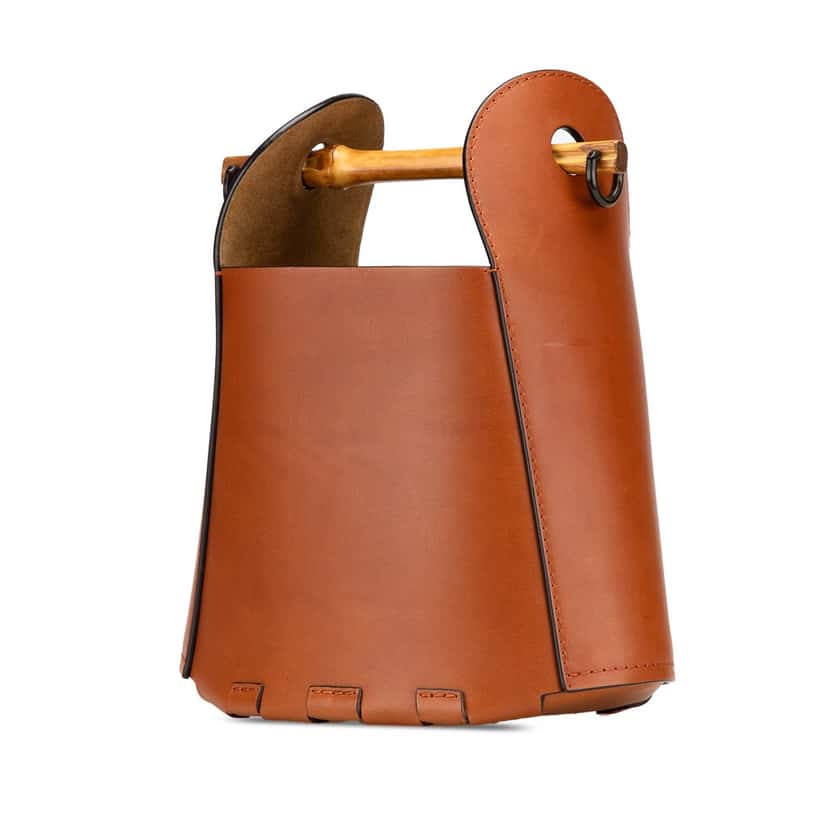 Loewe Calfskin Bamboo Bucket Bag Brown Leather Good condition - Back View