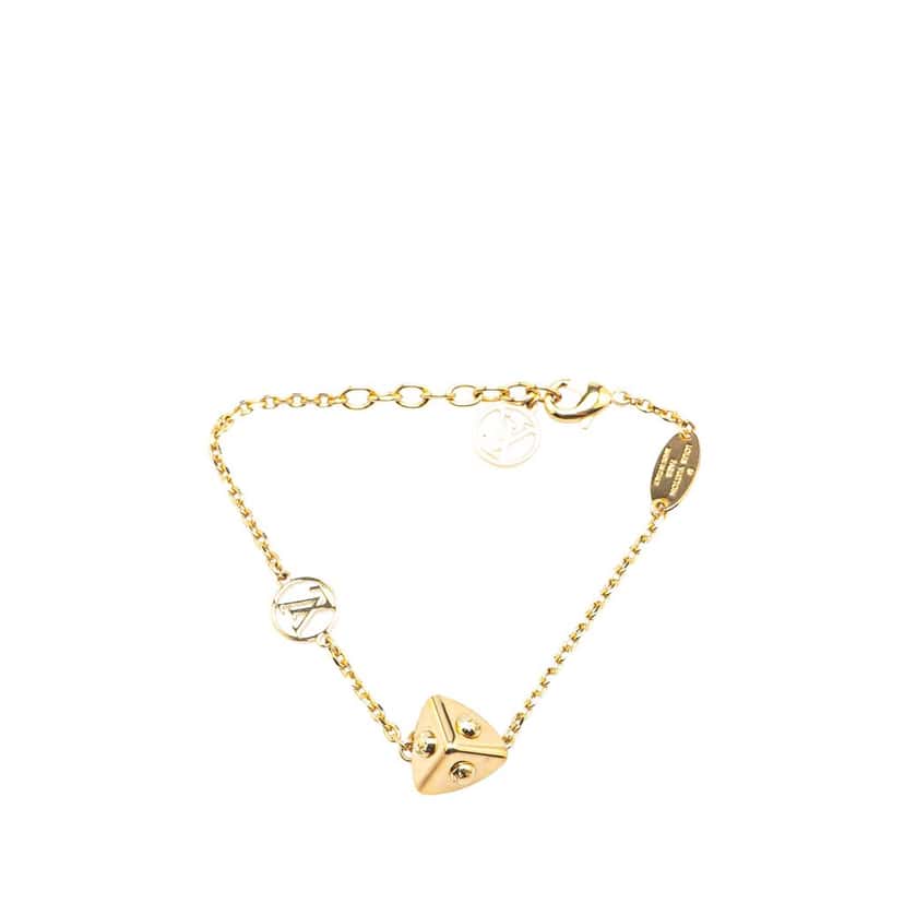 Louis Vuitton Gold Plated Trunkies Charm Bracelet Gold Metal Good condition - Front View