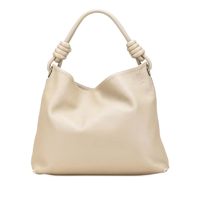 Loewe Small Calfskin Flamenco Knot Hobo Brown Leather Good condition - Front View