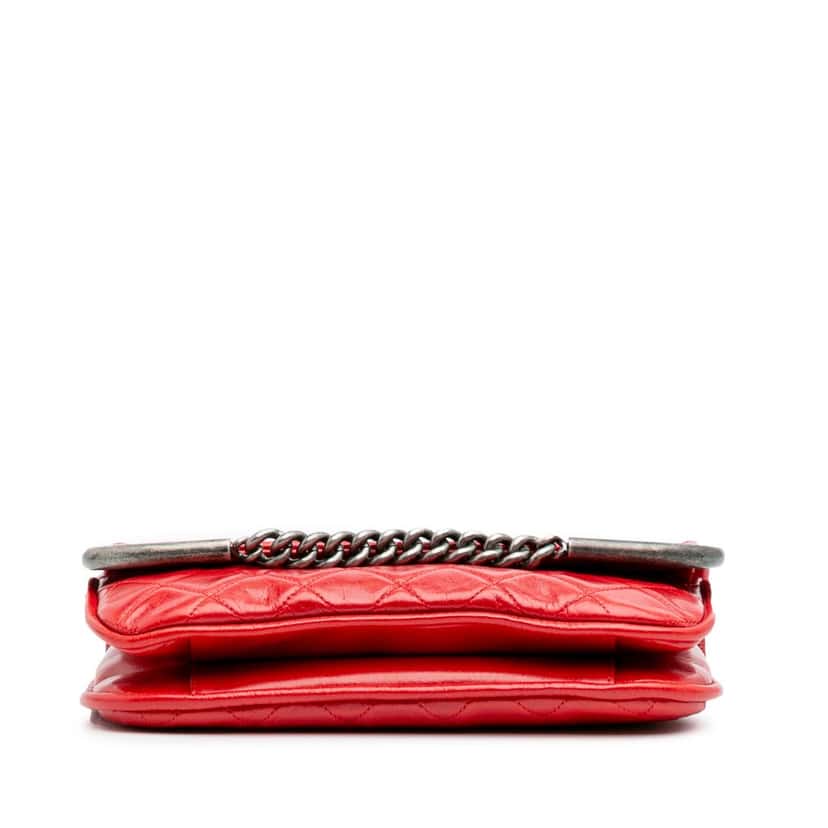 Chanel Aged Calfskin CC Chain Frame Flap Red Leather Good condition - Inside View