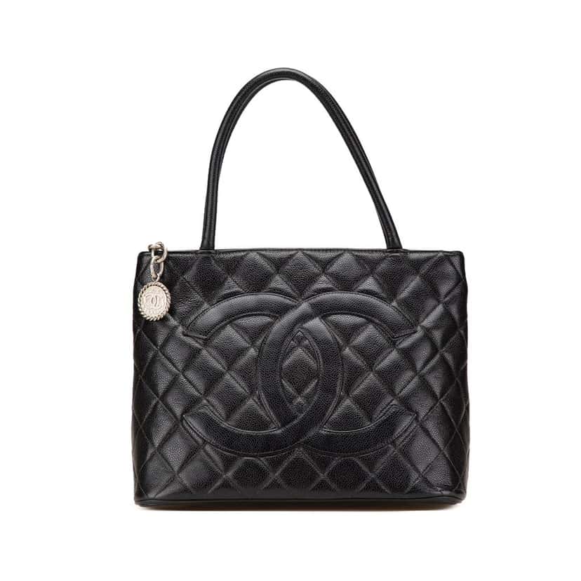 Chanel Caviar Medallion Tote Black Leather Good condition - Front View