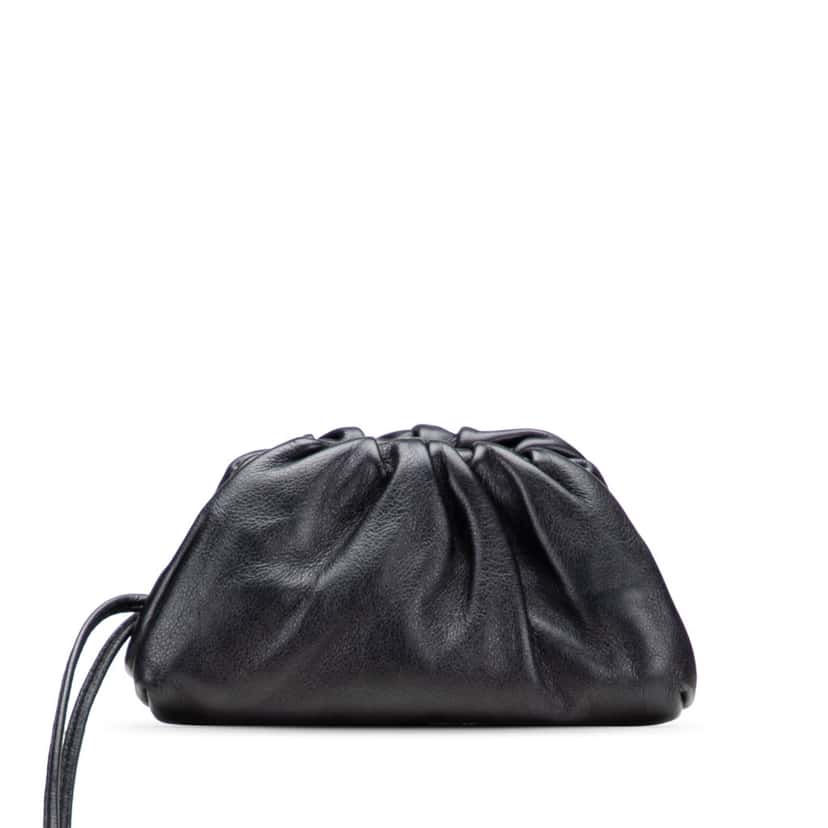 Bottega Veneta Lambskin The Extra Mini Pouch Black Leather Good condition - Front View