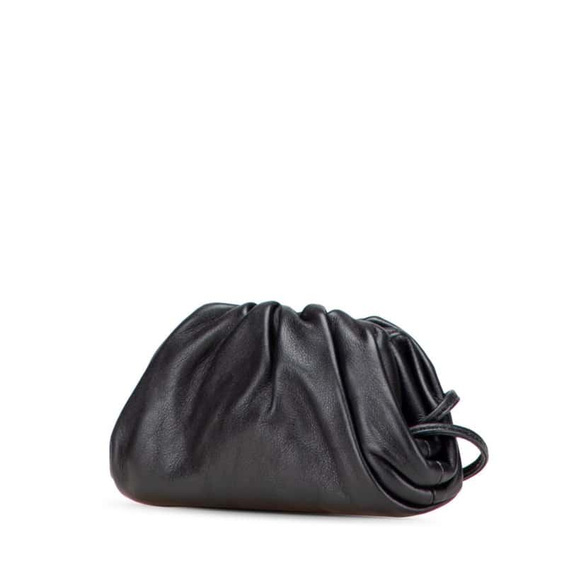 Bottega Veneta Lambskin The Extra Mini Pouch Black Leather Good condition - Back View