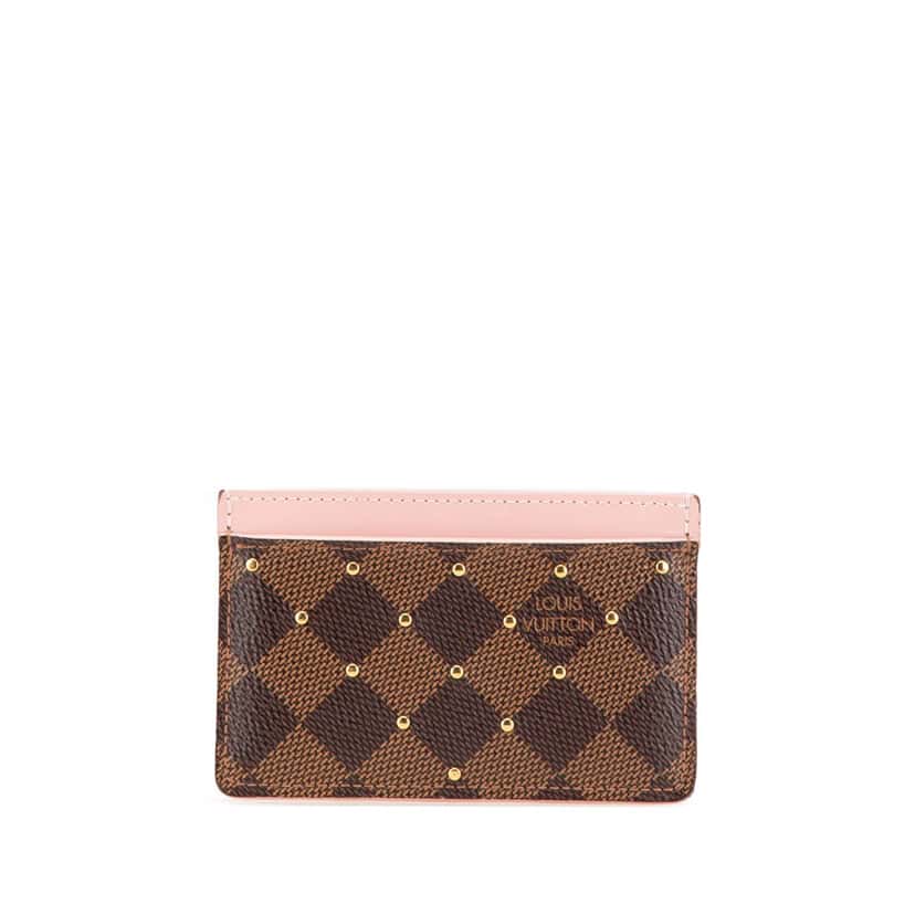 Louis Vuitton Damier Ebene Studded Card Holder Brown Canvas Good condition - Front View