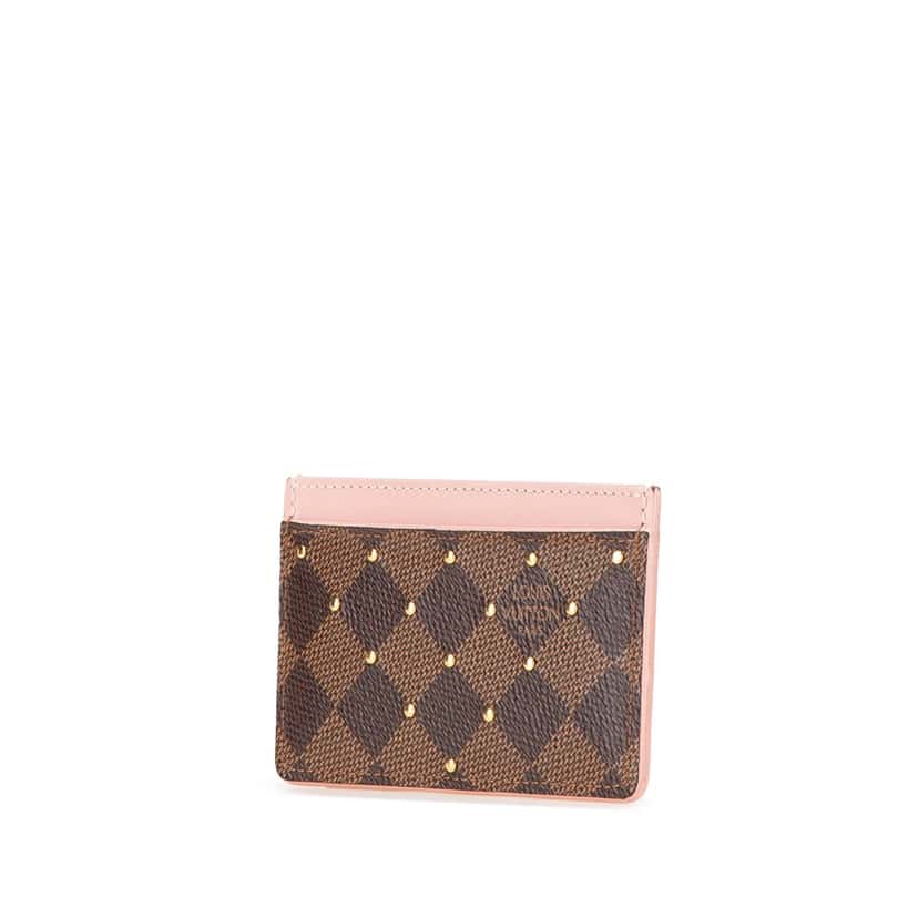 Louis Vuitton Damier Ebene Studded Card Holder Brown Canvas Good condition - Back View