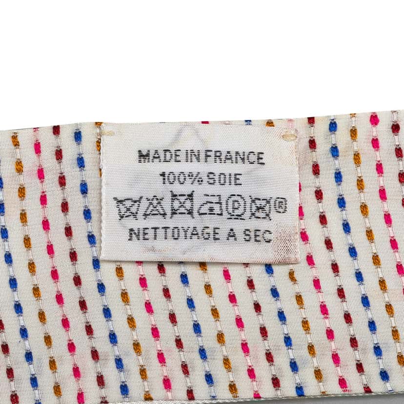 Hermès Chevaloscope Neon Embroidered Silk Twilly Scarf White Silk Good condition - Inside View