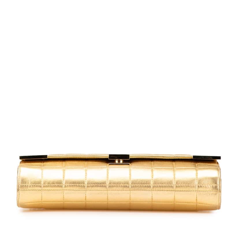 Chanel CC Choco Bar Metallic Lambskin Flap Gold Leather Good condition - Inside View
