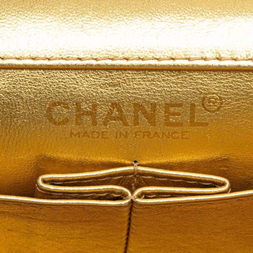 Chanel CC Choco Bar Metallic Lambskin Flap Gold Leather Good condition - Box View
