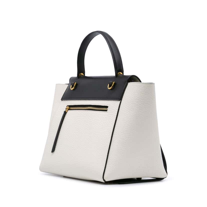 Celine Mini Bicolor Leather Belt Satchel White Leather Good condition - Back View