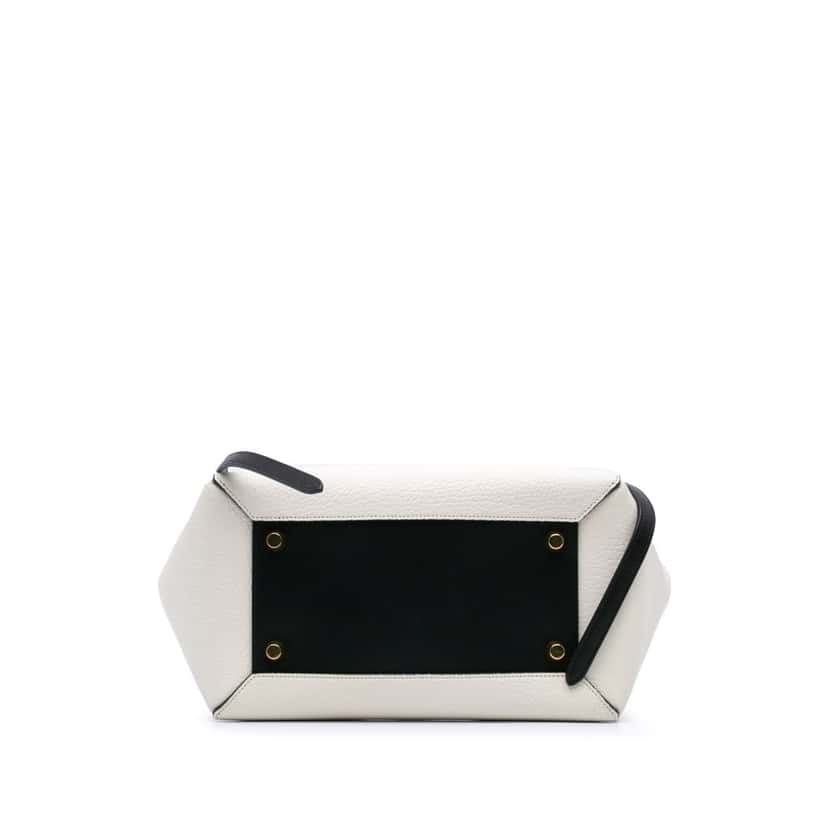 Celine Mini Bicolor Leather Belt Satchel White Leather Good condition - Inside View