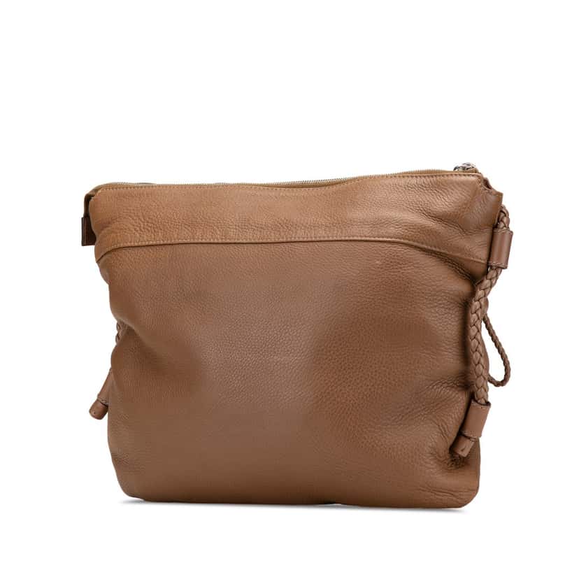 Gucci Medium Leather Interlocking G Braided Strap Crossbody Brown Leather Good condition - Back View