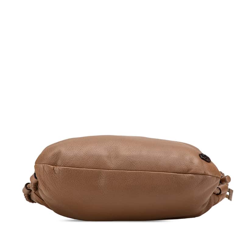 Gucci Medium Leather Interlocking G Braided Strap Crossbody Brown Leather Good condition - Inside View